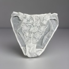 Vintage Victoria s Secret Sheer Embroidered Nylon Hi Leg Brief Rare Panties New