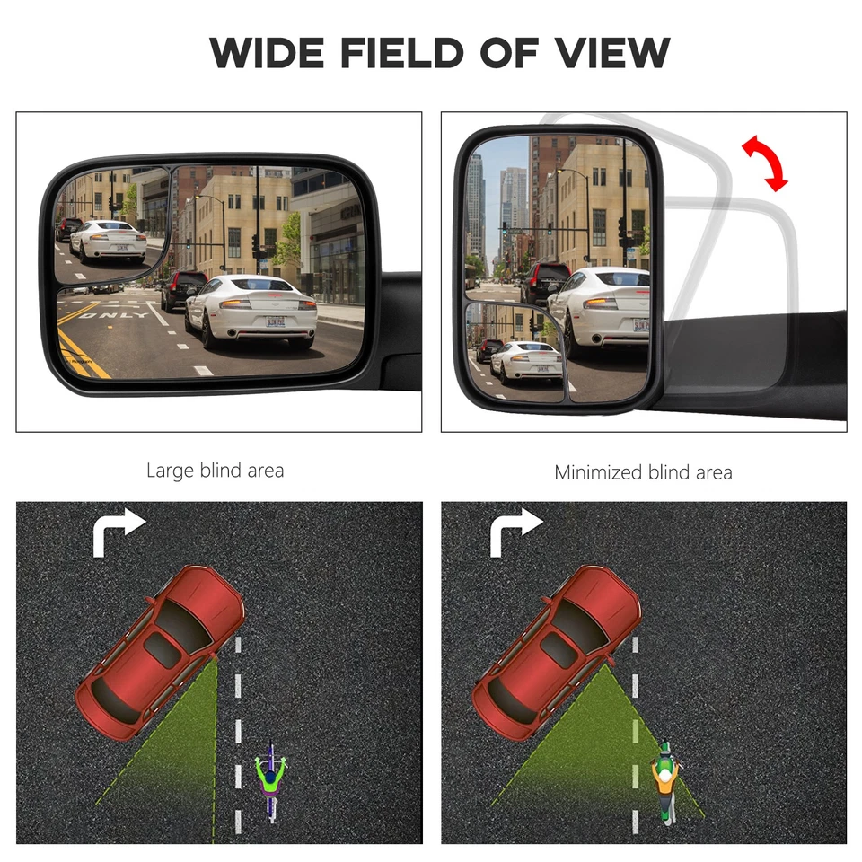 Conjunto de pares de espelhos de reboque aquecidos a energia para 2002-09 Dodge Ram 1500 2500 3500 LH&RH - Imagem 4 de 4