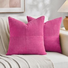 2 Packs Decorative Throw Pillow Covers 18x18 18" x 18" Pack of 2 Hot Pink