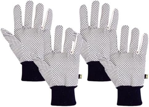 Canvas Gloves with Gripper Dots Black Pair