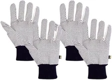Canvas Gloves with Gripper Dots Black Pair
