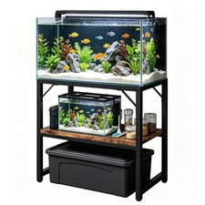 40-50 Gallon Aquarium Stand Metal Wood Fish Tank Rack with Storage Shelf Black
