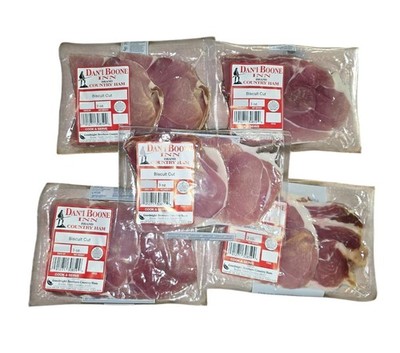Dan'l Boone Inn Premium Country Ham Biscuit Slices  5x 3oz Packs, Ready to Cook