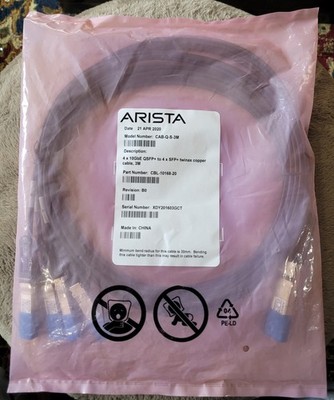 Arista 4 x 10 GbE QSFP+twinax copper cable Networking , 3M