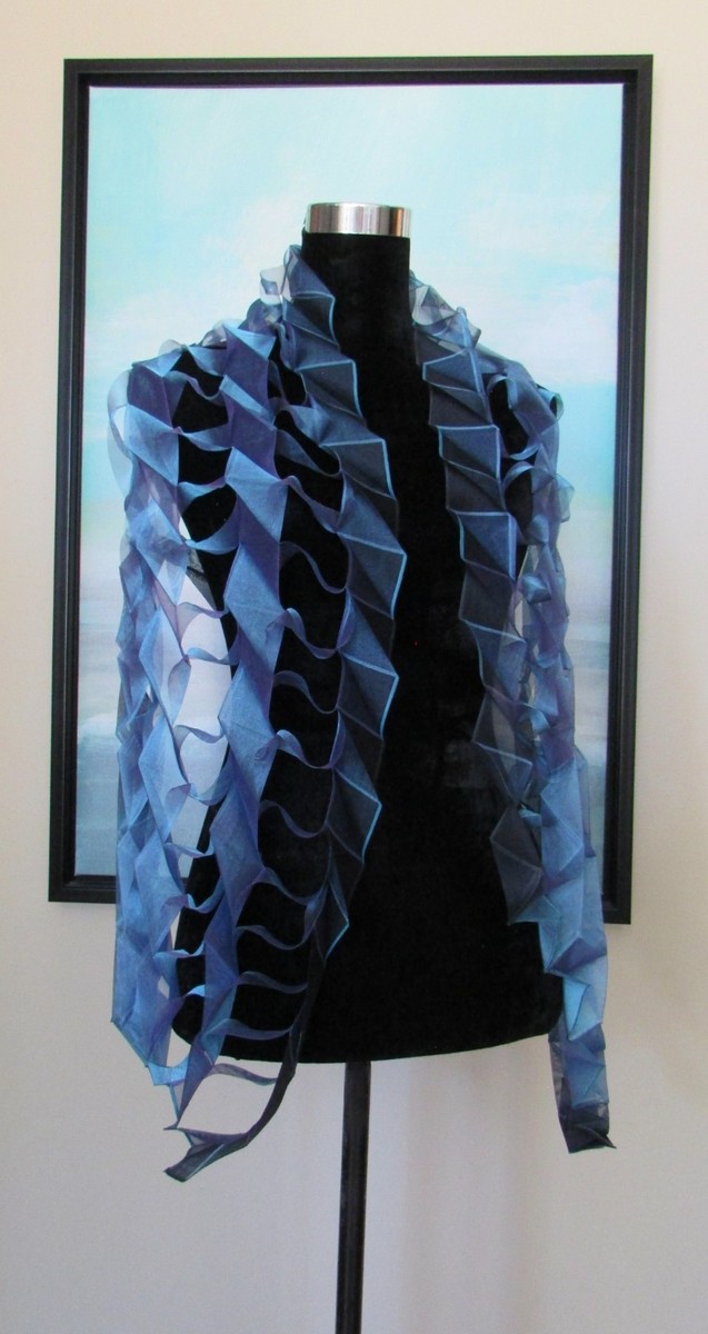 Origami Pleats Blue Scarf by Reiko Sudo NUNO Studio Japan