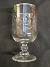 Vintage 25th Anniversary Goblet With Silver Leaves Roses Butterflies By Lotus