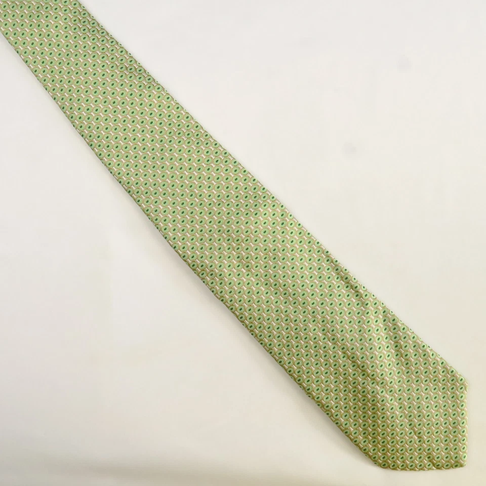 Corbata de cuello Boss Hugo Boss para hombre 100 % seda verde marrón estampado geométrico 57x3,5 Foto 2 de 4