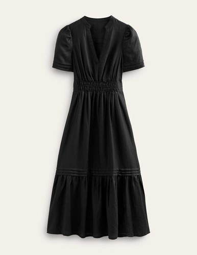 Boden - Pintuck Detail Midi Dress - Kleid Taschen Leinen Sommer NEU UK 12 EU 40 - Bild 3 von 8