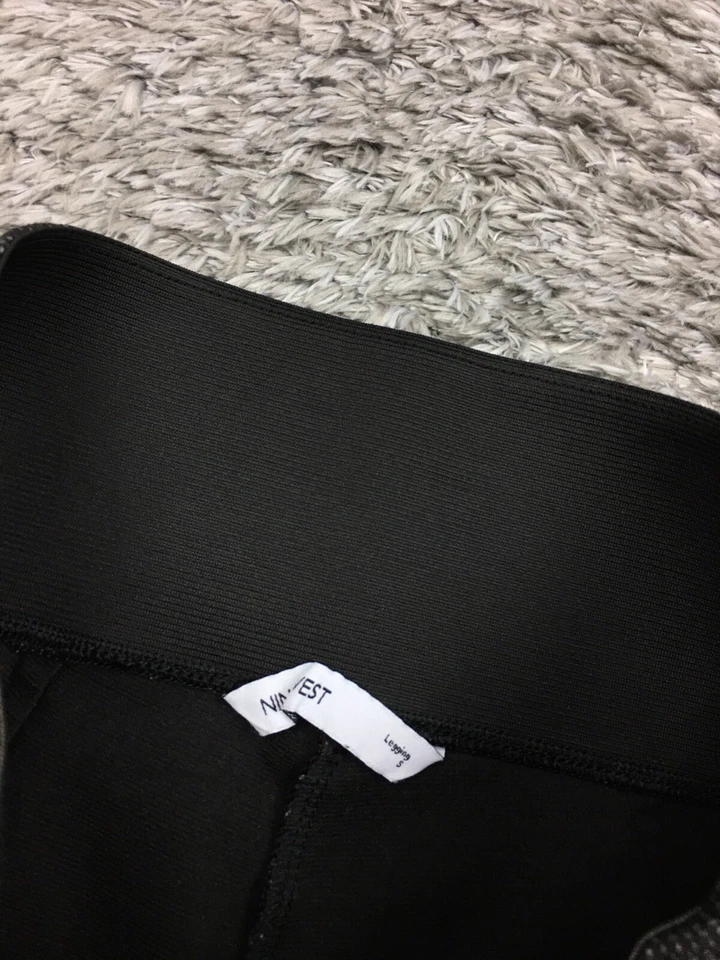 Pantalones Legging Nine West Para Mujer Talla Pequeña Gris Blanco Rayas Elastizados Ajustados Foto 4 de 4