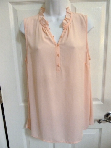 TALBOTS Sleeveless Stand-Up Ruffle Collar Blouse Top Size Large 12-14, NWT