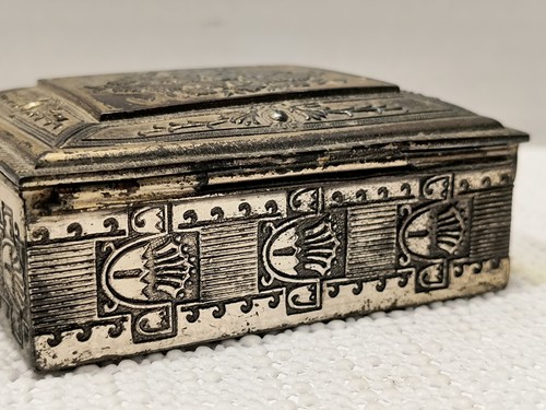 Caja metálica vintage con interior de madera hecha en Japón 3,5" x 3" x 1,25" - Imagen 6 de 11