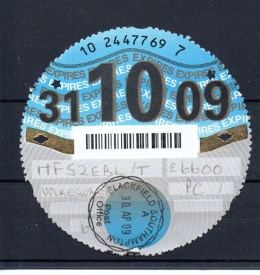 GB Road Tax Disc - Okt. 2009 - siehe Kommentare in Beschreibung und unten
