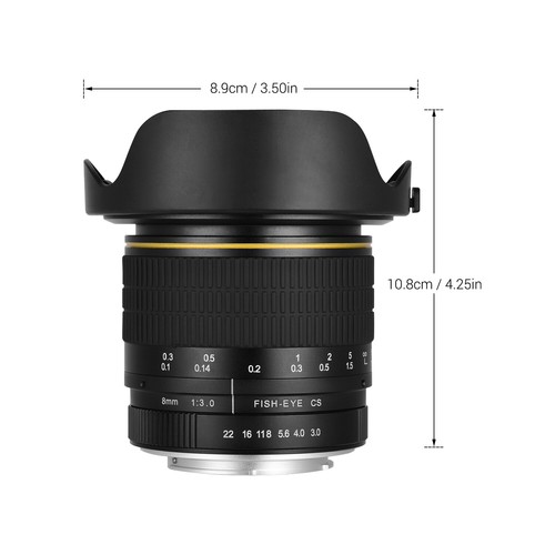 8mm F3.0 Fisheye Lens APS-C Manual Focus Ultra Wide Angle For APS-C Compatib Kit - Picture 8 of 11