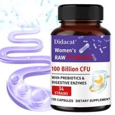 Women's Raw Probiotics 100 Billion CFU Potency Digestive Immune Health Capsules