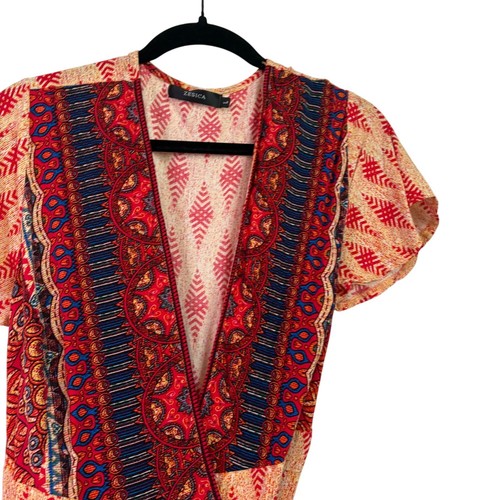 Zesica Women's Vibrant Aztec Geometric True Wrap Dress Size Large - Picture 5 of 9