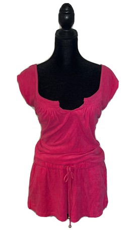 Juicy Couture M Pretty Pink Vintage FrenchTerry Luxury Romper Beach Coverup Sexy - Picture 3 of 12