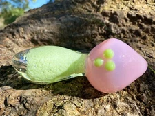 GREEN SLIME Tobacco Glass Hand Pipe (handmade)pink Head pipe