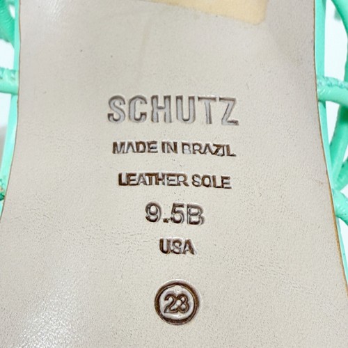 SCHUTZ Green HEYDE Gladiator Sandals Size 9.5B Ankle Wrap Square Toe Stiletto - Picture 9 of 10