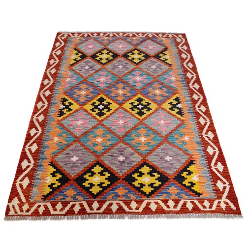 Turkish Design Afghan Made Oriental Kilim Wool Area Bedroom Rug 4'2x5'11, B29460 - Picture 2 of 8