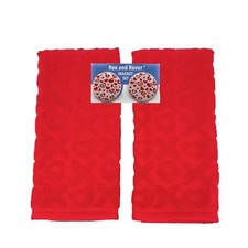 Set of 2 Valentines Day Red Hearts Kitchen Towels 100 Cotton With Magnets NWT