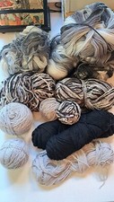 Large Lot of Mary Maxim and Unmarked Yarn Black  Gray Variety Weight Textures