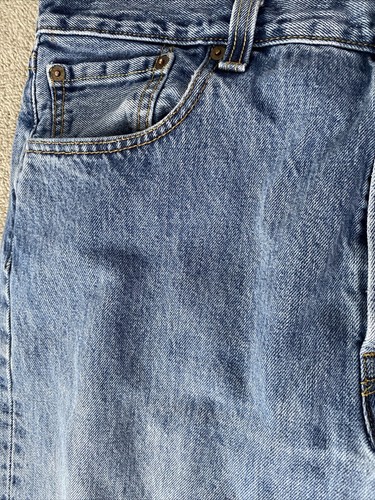 Levis 501 Mens Jeans Button Fly Med Wash Blue Cotton Straight Leg 36 31 - Picture 10 of 18
