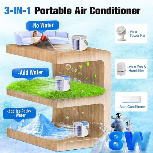 3 in 1 Aircooler Mobile Klimaanlage Klima Ventilator Klimagerät Mini Luftkühler - Bild 6 von 20
