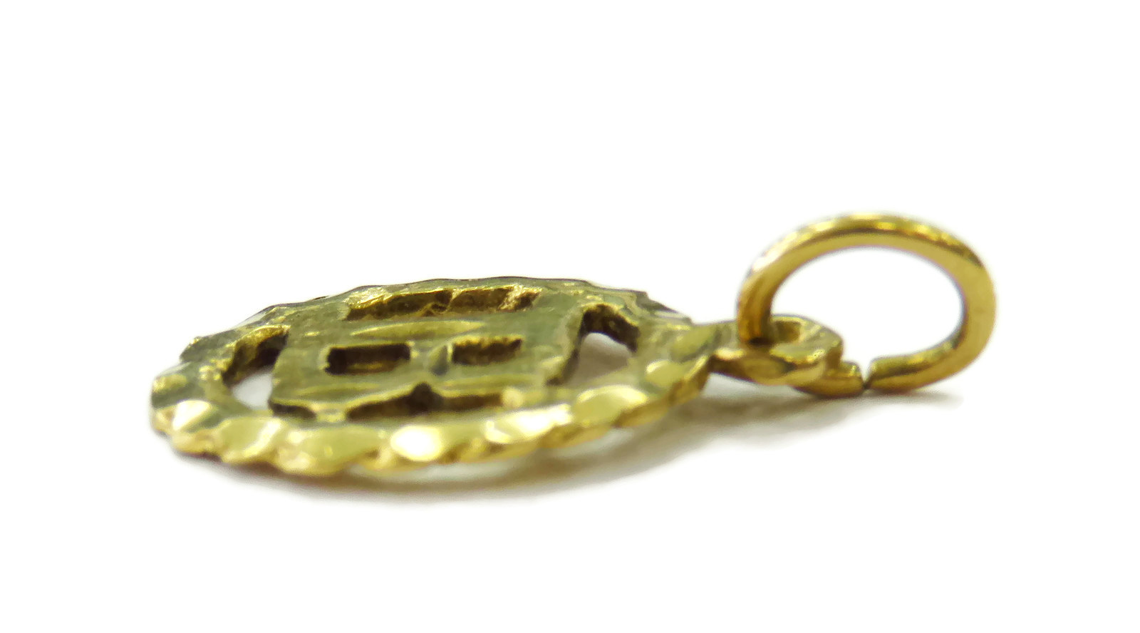 10K Yellow Gold Initial Letter " B " Charm Necklace P… Gem