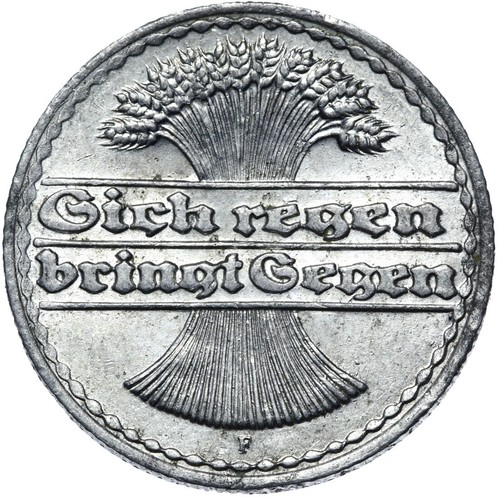 German Reich Weimar Republic J. 301 coin 50 Pfennig 1919 F-condition! - Picture 2 of 2