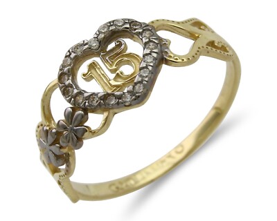 Ring Sweet 15 Gold Bracelets 14K Yellow Gold CZ Sweet 15