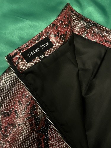 Red & Black Faux Snakeskin Sister Jane Mini Skirt - Size M - Picture 6 of 7