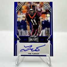 2022 Leaf Draft TRE TURNER #BA-TT1 RC Rookie Auto BLUE Parallel - Hokies Raiders