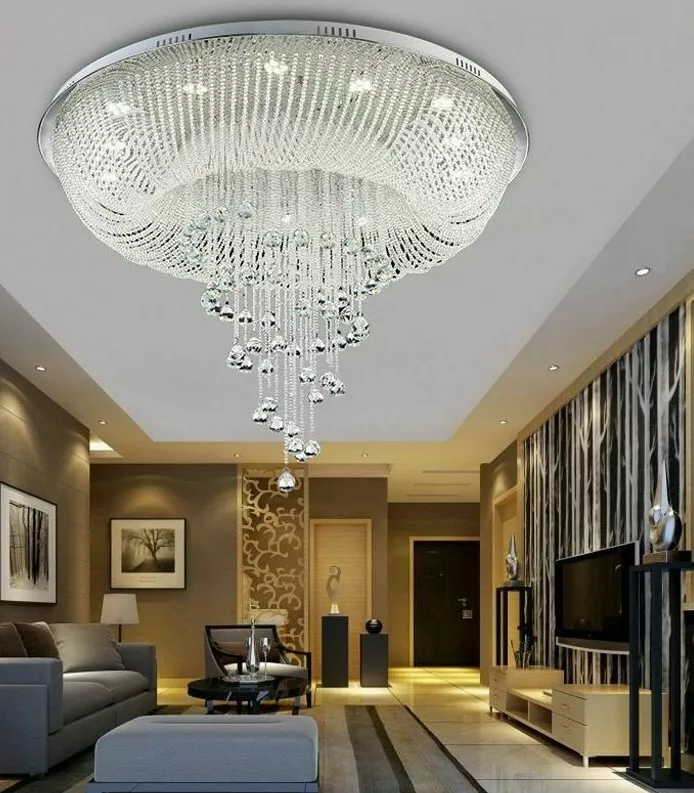 Crystal Chandelier Ceiling Living Room Lobby Lamp Luxury Lighting Fixture Remote