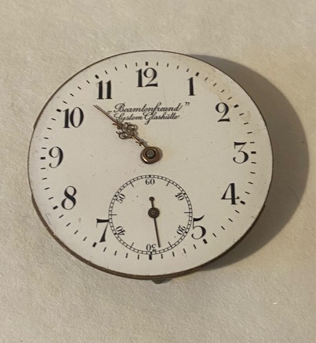 Pocket Watch Face and Movement - Beamtenfrewnd System Glashutte Spares or Repair