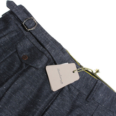 Sartorio NWT Chino / Bermuda Shorts Size 50 (US 34) in Blue Cotton & Linen Blend