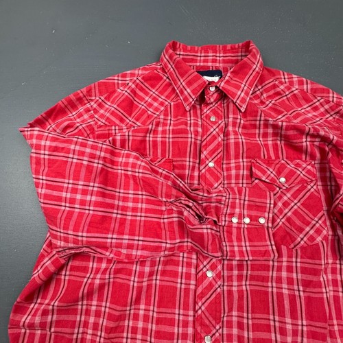 Camisa Wrangler Western Para Hombre Grande Roja A Cuadros Perla A Presión Vaquero Rodeo Manga Larga - Imagen 6 de 11