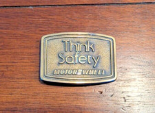 Vintage Think Safety Motor Wheel Belt Buckle