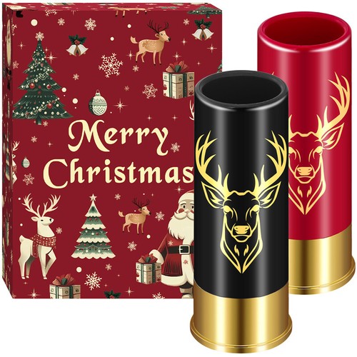 Set of 2/4 Deer Head Plastic Shot Glasses with Christmas Gift Box for Men Women - Picture 6 of 19