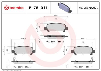BREMBO P 78 011 Bremsbelagsatz, Scheibenbremse für SUBARU