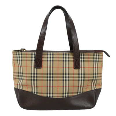 BURBERRY チェックメウスエスハトリユミュル 【関税込】 BURBERRY Nova Check Hand Bag Canvas Beige Auth 107837 | eBay