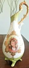 Royal Habsburg Hand Painted Austria Porcelain Portrait footed vase Beautiful 