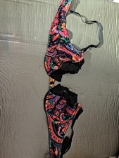 Vintage VANITY FAIR Second Skin Red Floral BRA Lace 38 B / 85