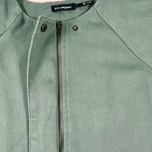 Blu Pepper Green 100% Cotton zip 3/4 Bell Sleeves with Embroidery Jacket Size M - Picture 6 of 10