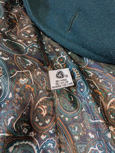 VTG Wool Long Coat Petite Essentials Worthington Women Sz 12 Med USA Dark Green - Picture 4 of 11