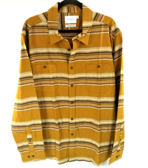 Goodfellow & Co Men’s Mustard Yellow Striped Flannel Button up Shirt