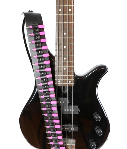 Black Leather .223 2" Bullet Guitar Strap Punk Rock Goth Metal Bass Grunge Club - Picture 13 of 13