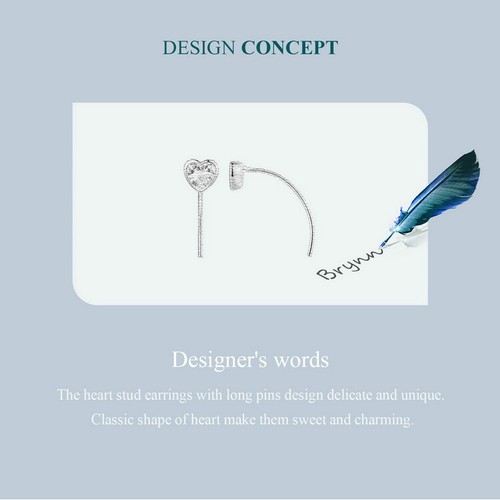 WOSTU Real S925 Silver Stylish Heart Stud Earrings Jewelry Fashion Women Gifts - Picture 13 of 15