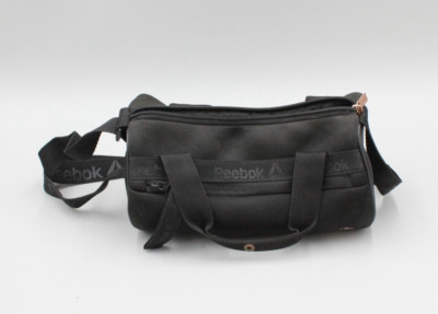 REEBOK Gym Bag Purse Mini Duffle Black Zipper Grab Handles Shoulder Strap CUTE
