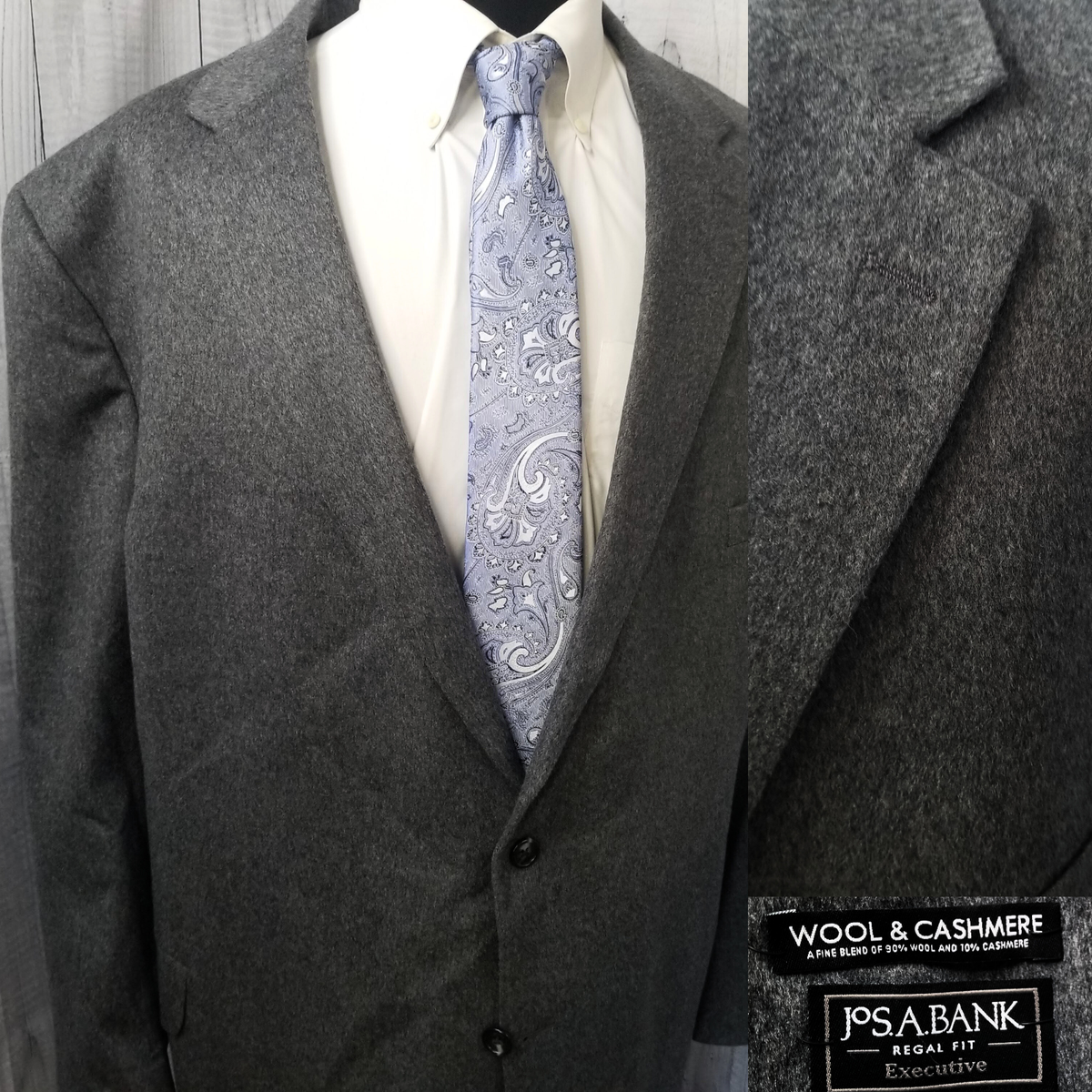 New Bank Regal Fit Men's Blazer 58L Gray Wool Cashmere - Main Image