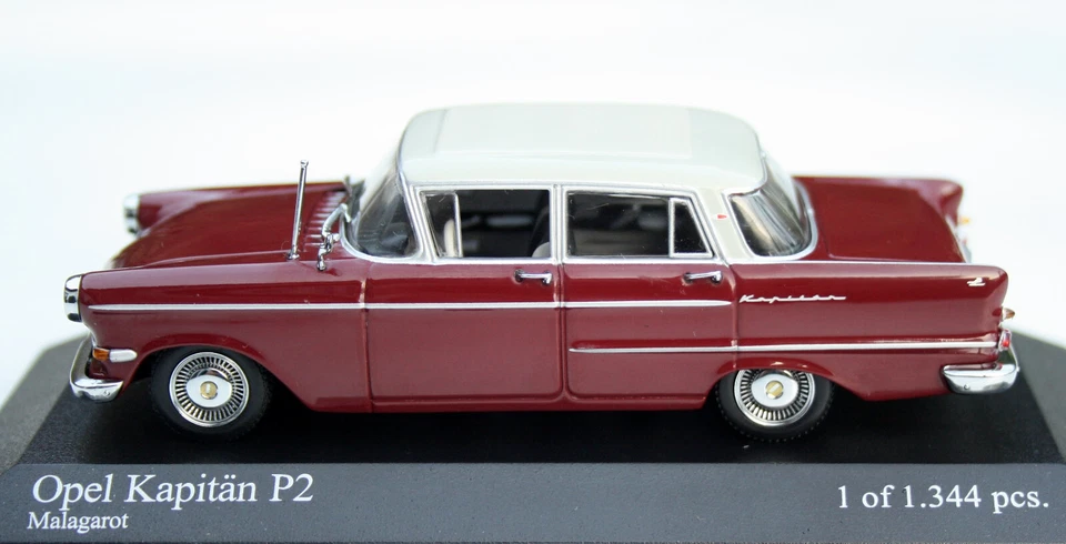 Opel Kapitän P2 Limousine Bj. 1959-1963, Rosso Scuro, Minichamps-Modell Im M.1 : - Immagine 4 di 4
